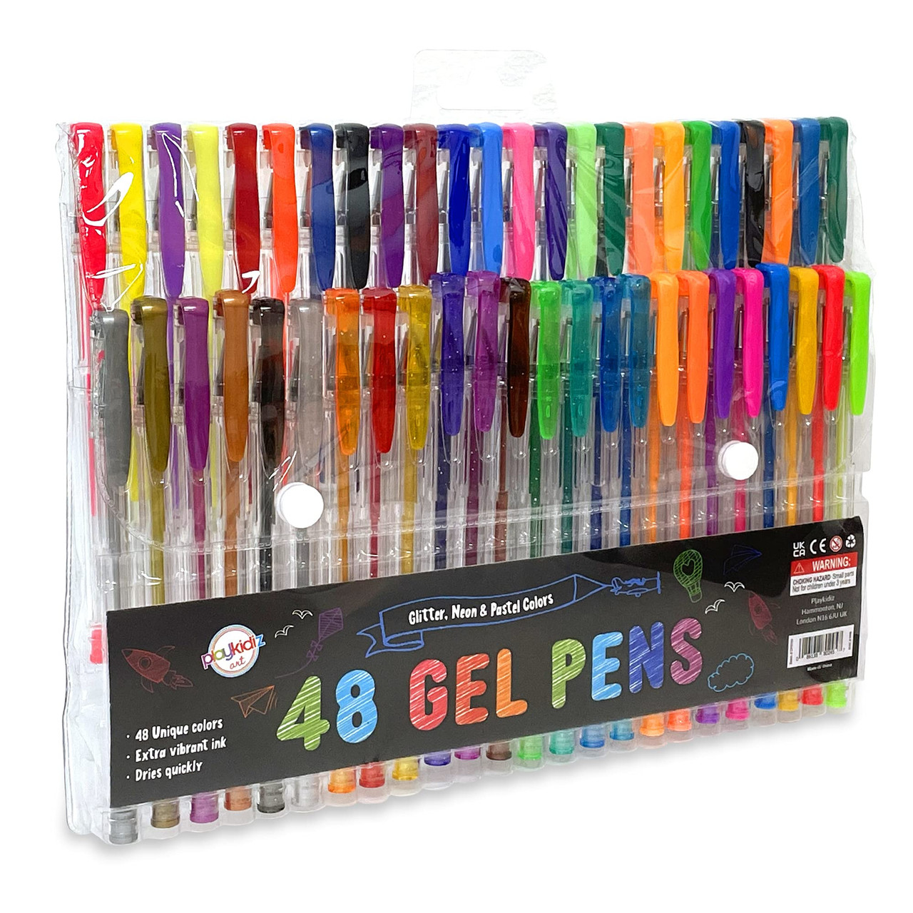 Playkidz Gel Pens, Fine Point Colored Pens Great for Adult Coloring Book,  Classic Vibrant Colors 10 Pack, Journaling, Crafting, Doodling, Drawing Fun
