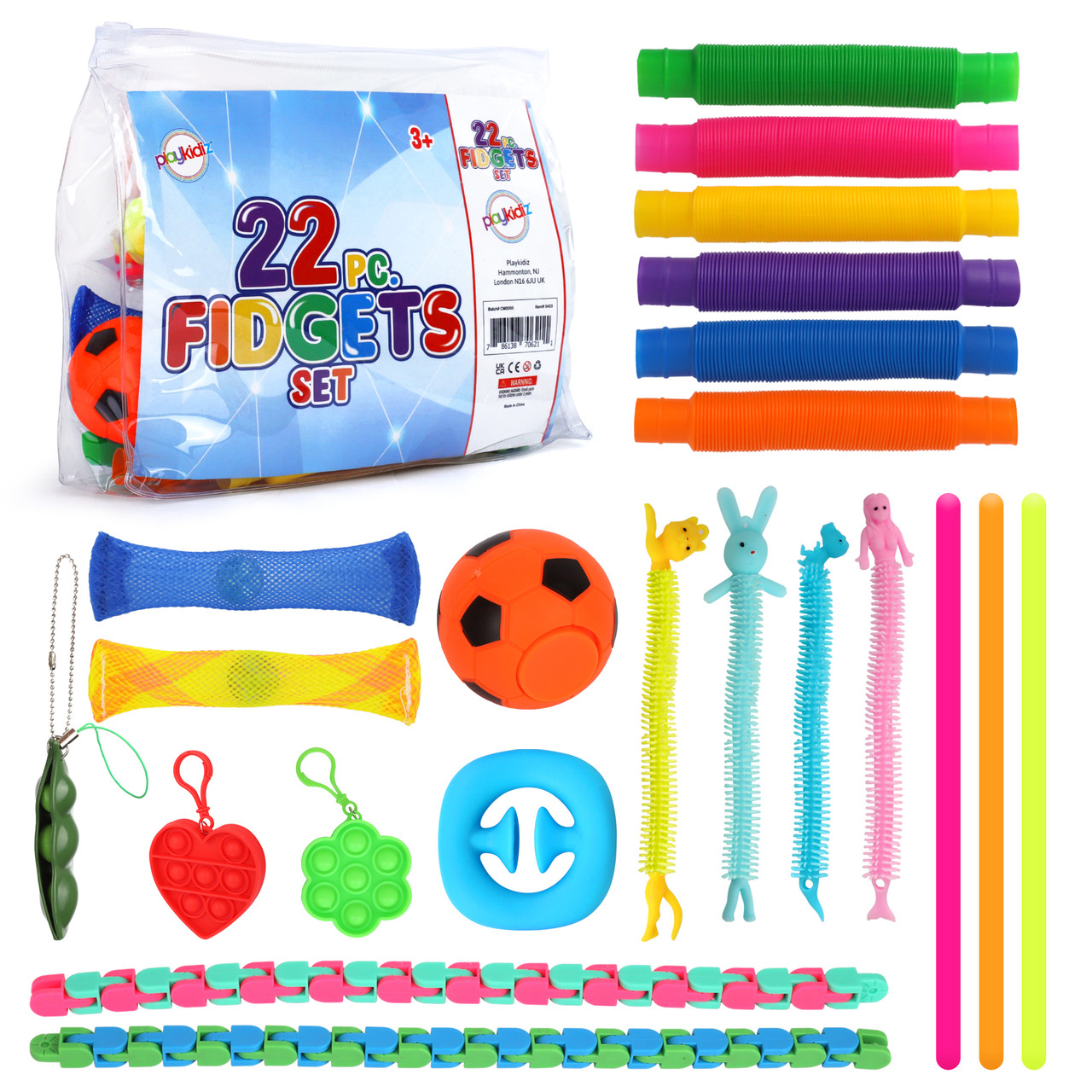 Playkidiz Fidget Pack Pop It Simple Dimple Pack Sensory Kit, 22 Piece  Fidget Set Pop in a Box Stress Relief Pack, Ages 3+. - Toys 4 U