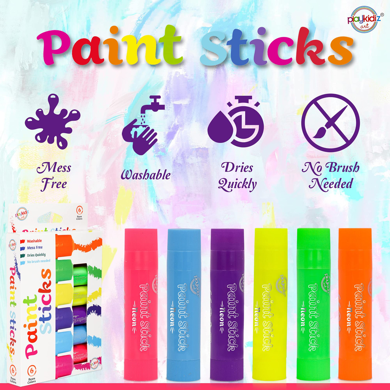 Playkidiz Paint Sticks, 12 Pack, Classic Colors, Twistable Crayon Paint  Sticks, Mess-Free Tempera & Poster Paint, Quick Drying, Great Birthday  Gift, Ages 3+ - Toys 4 U