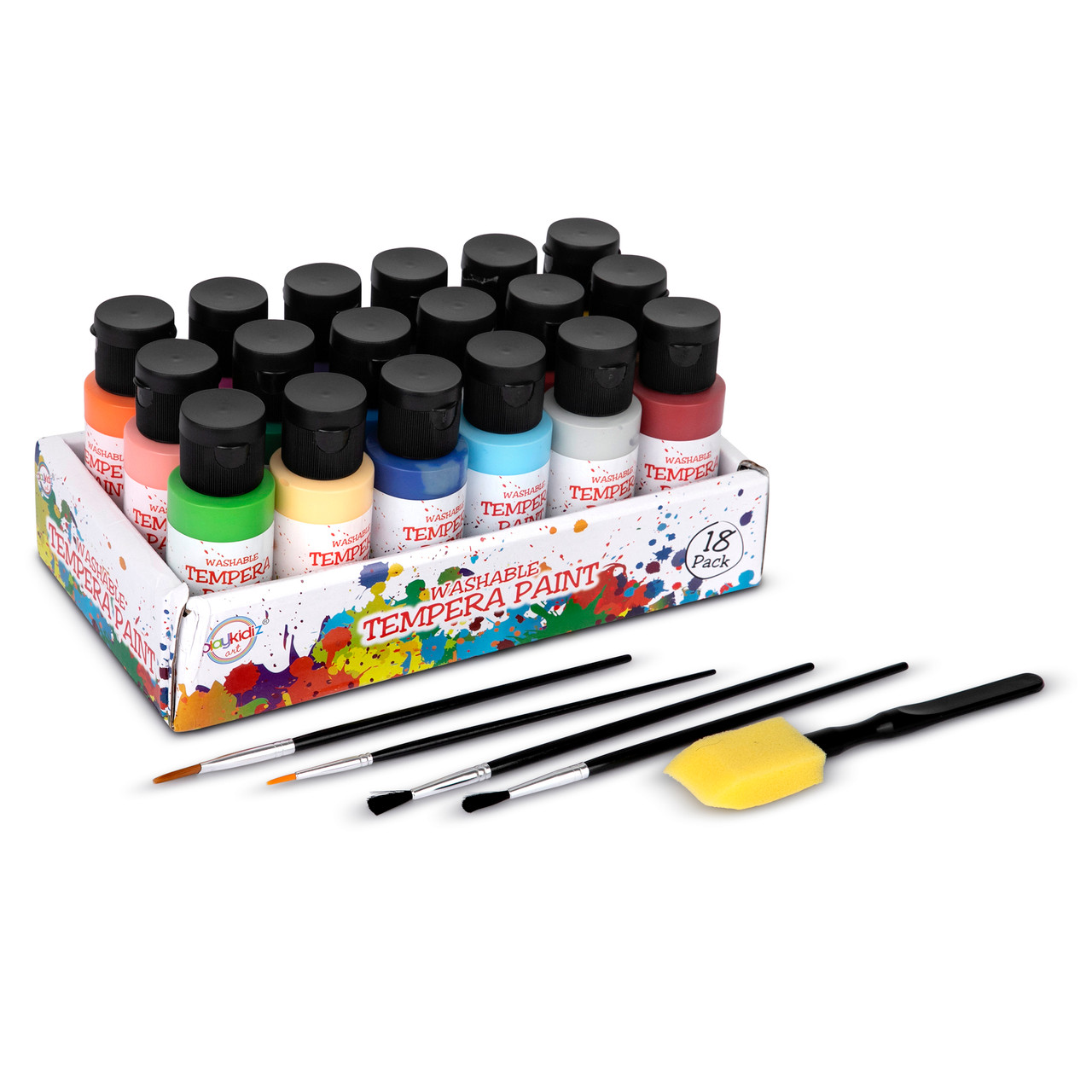 Playkidiz Washable Tempera Paints Set of 18 for children, Kids Non