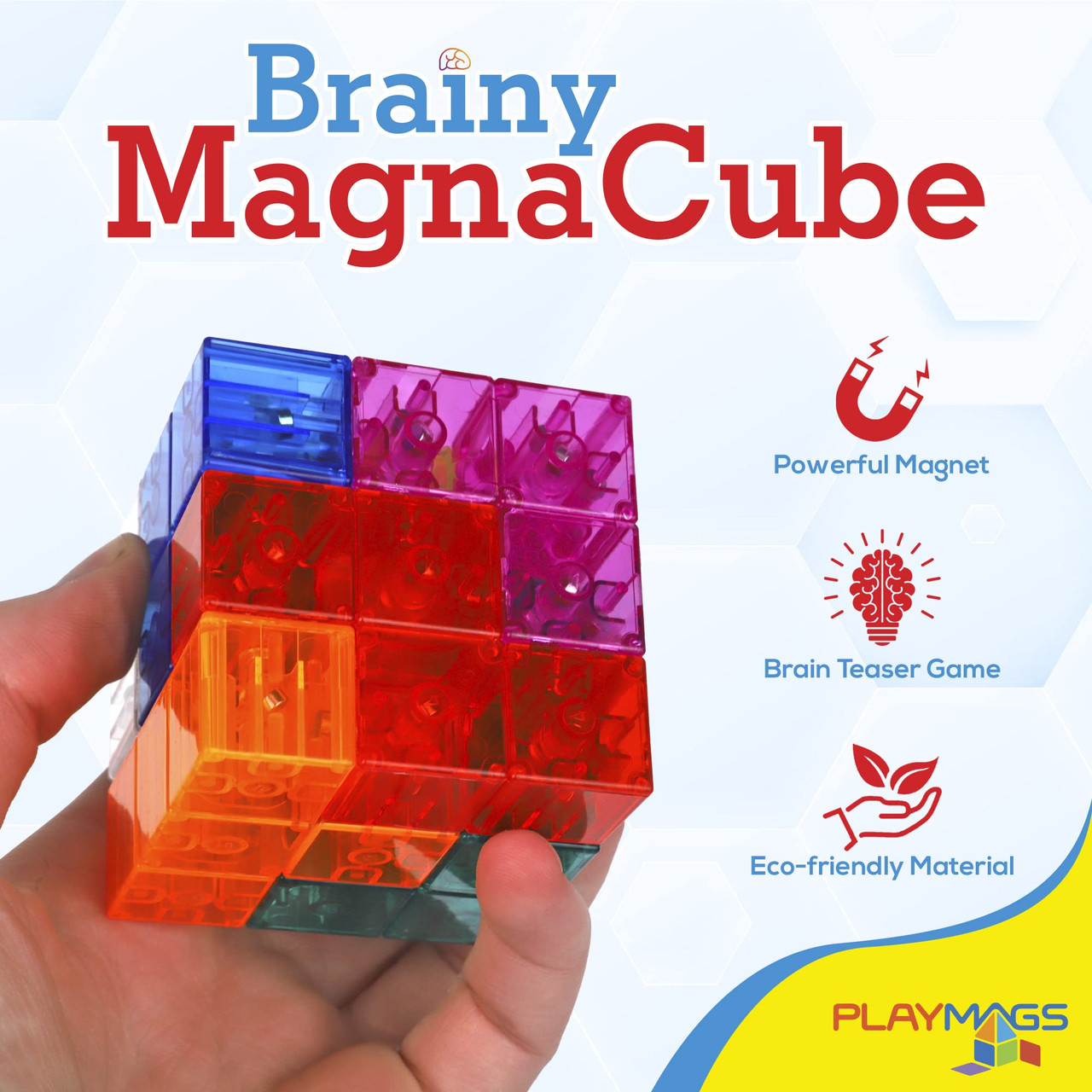 Playmags Brainy with Brainy Challenge Cards, Building Blocks for Creative  Open-Ended Play, Educational Toys