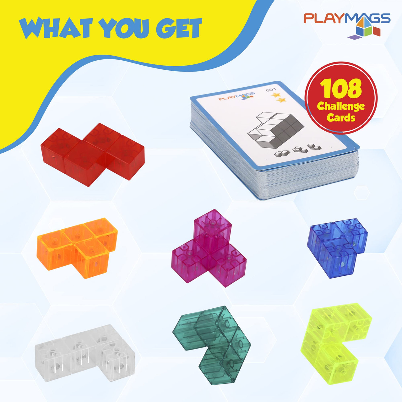 Playmags Brainy with Brainy Challenge Cards, Building Blocks for Creative  Open-Ended Play, Educational Toys