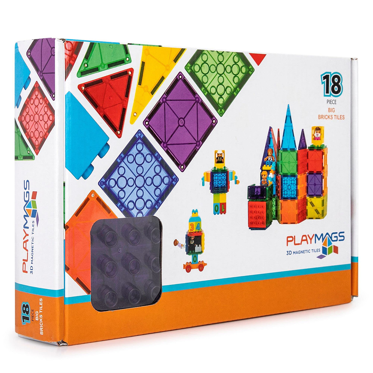 Playmags Magnetic Tiles, Magnetic Building Bricks, Playmags Exclusive  Magnetic Blocks, Skill Development, Ages 3+ (Big Bricks Tiles) - Toys 4 U