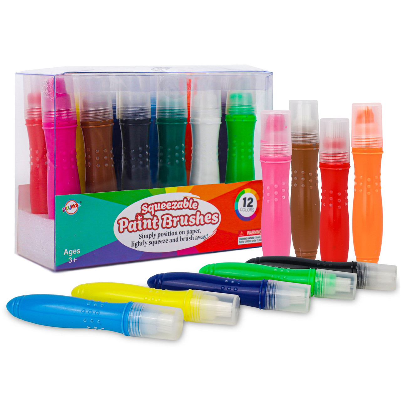 Playkidiz Squeezable Paint Brushes Classic Colors For Kids