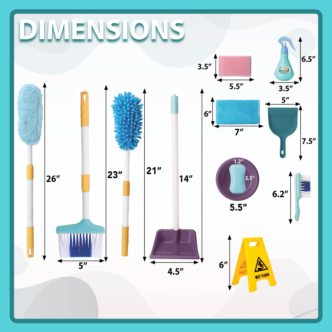 Playkidiz Kids Cleaning Set for Toddlers, Toy Broom & Mop Cleaning