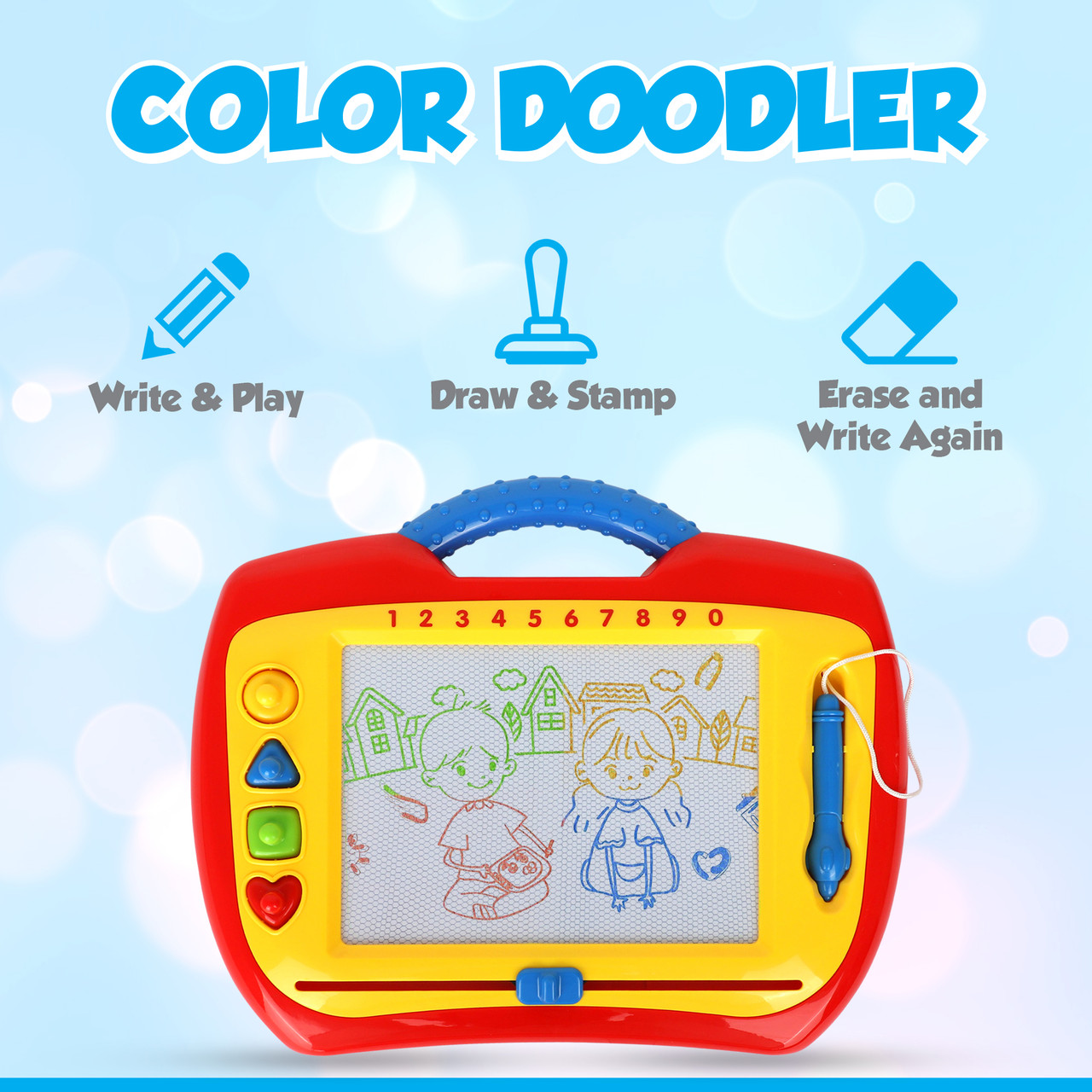 SGILE Magnetic Drawing Board Toy for Kids Large Doodle Board Writing Painting Sketch Pad Blue