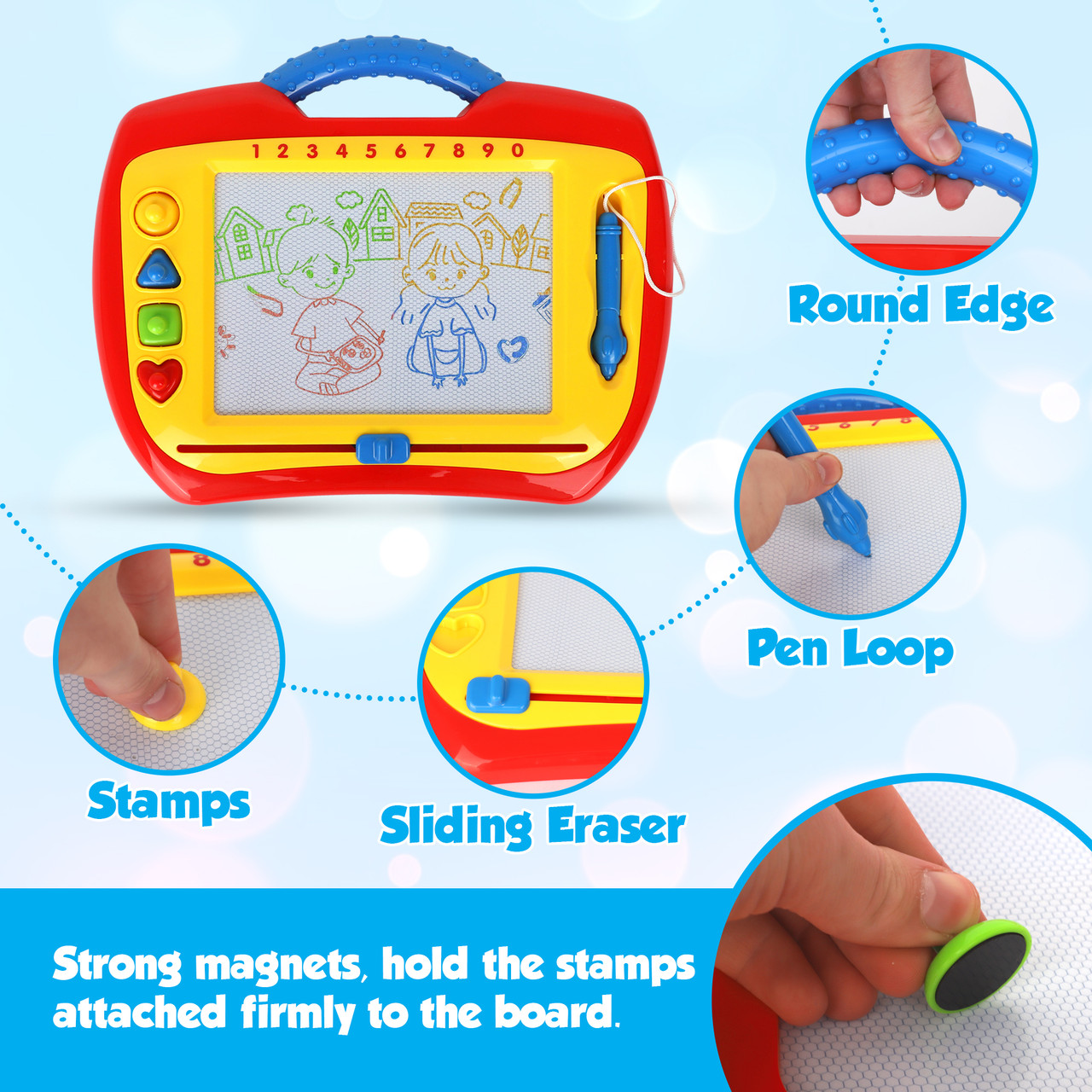 Playkidz 2 pack Color Doodler Magnetic Drawing Board Toy for Kids, Large  Doodle Board Writing Painting Sketch Pad, Write and Play, Draw and Stamp,  Erase and Write Again, Ages 3+, Colors May