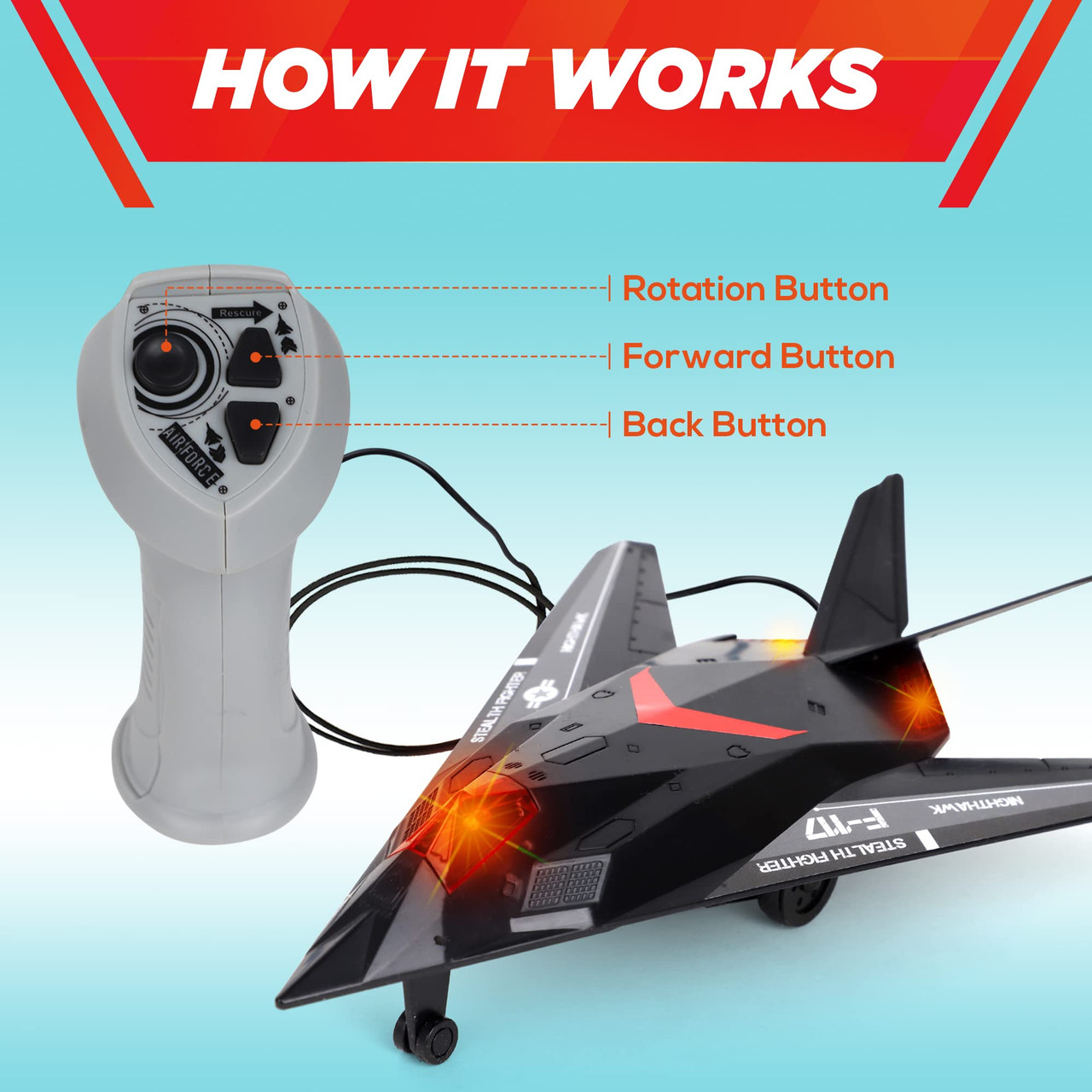 Playkidiz Wired Remote Control Plane, with Lights & Sounds Stealth