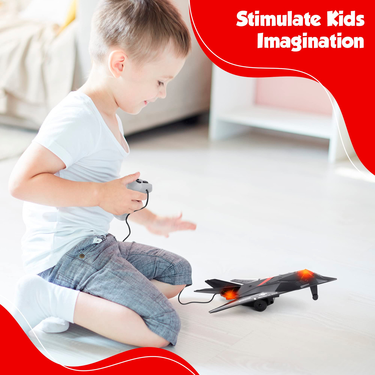 Playkidiz Wired Remote Control Plane, with Lights & Sounds
