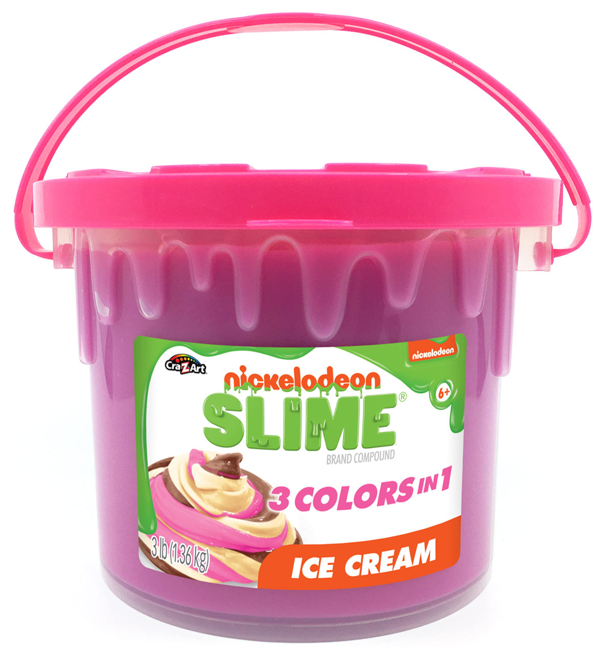 Nickelodeon Slime 3LB Ice Cream Premade Slime Bucket – 3 Colors-in-1  Strawberry, Vanilla and Chocolate Colored Slime - Toys 4 U