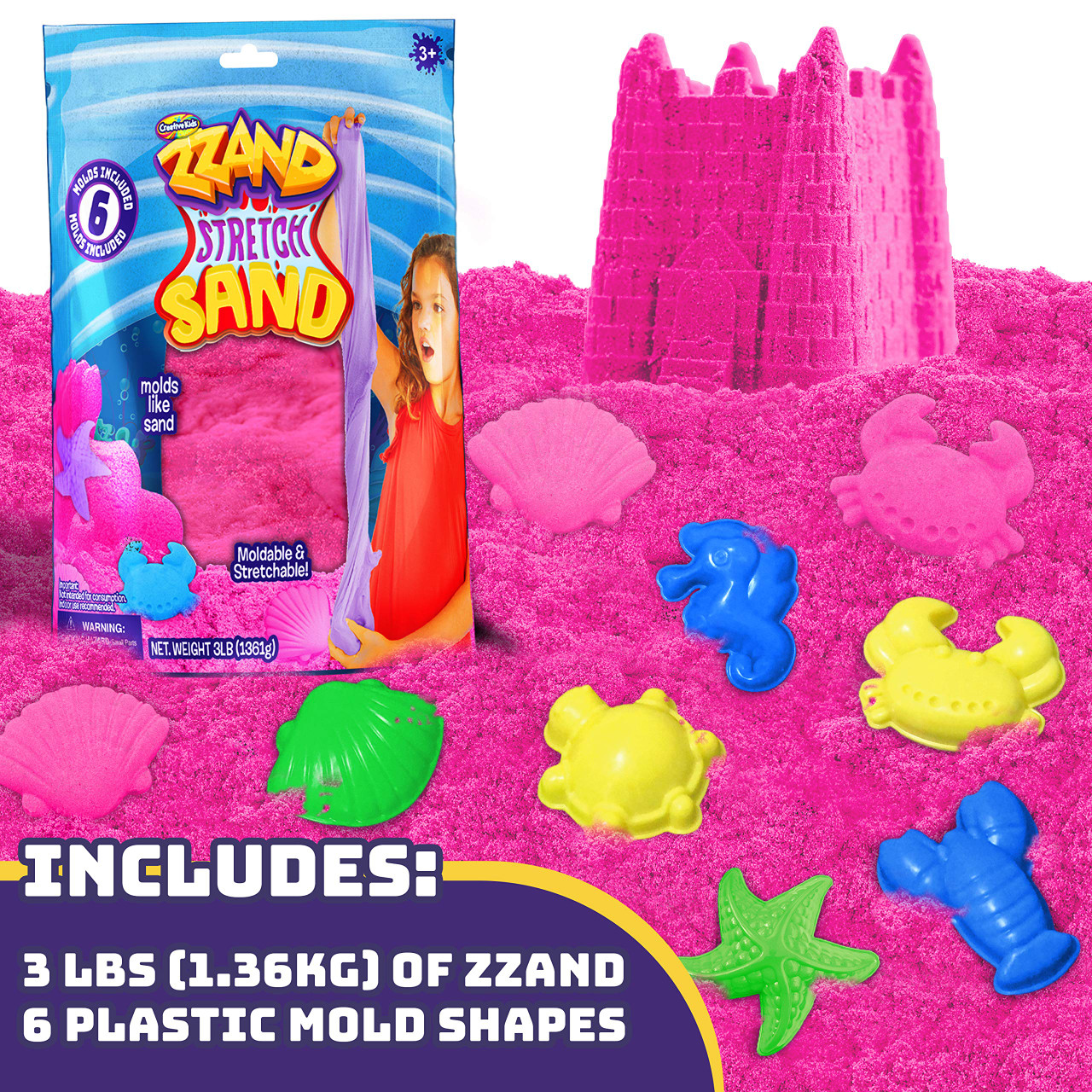  Kinetic Sand - Sandcastle Set with 1lb of Kinetic Sand and  Tools and Molds (Color May Vary) : Toys & Games