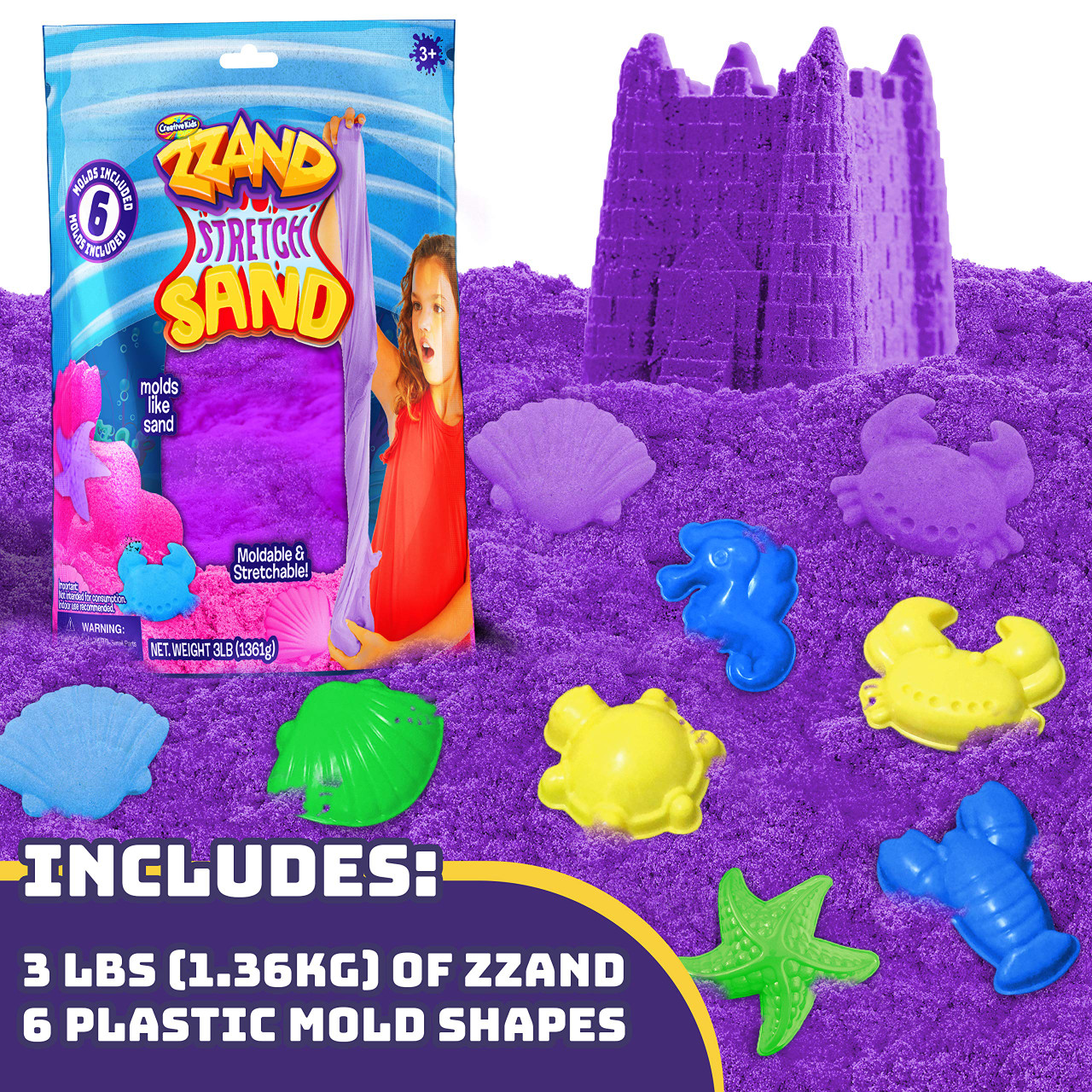 ヤングエポック 『SAND CAST TOY』4体セット Zzand Stretch Sand Stretchy Sand Kit – Purple - Toys 4 U