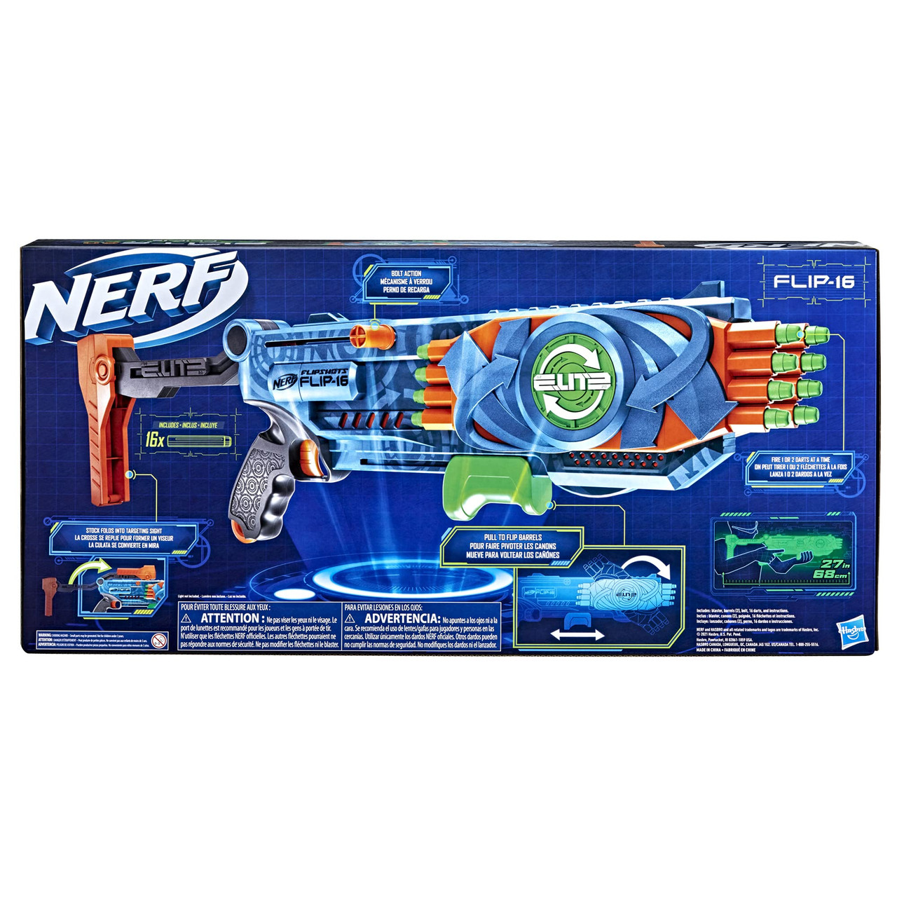  NERF Elite 2.0 Flipshots Flip-16 Blaster with 16 Dart Barrels  That Flip to Double Your Firepower, 16-Dart Capacity, 16 Elite Darts :  Everything Else