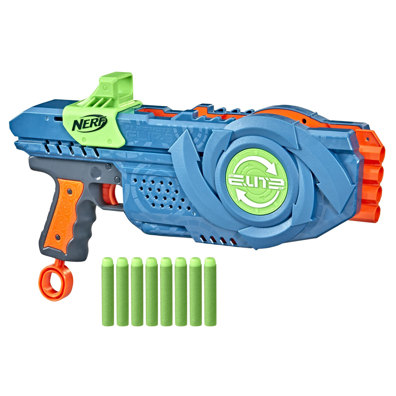 NERF 2.0 Flipshots Flip-8 Blaster, Rotating Dart Barrels, 8-Dart Capacity, 8 Elite Darts, Toy Foam Blasters, Kids Outdoor Games & Toys for Boys & Girls , Blue - Toys U