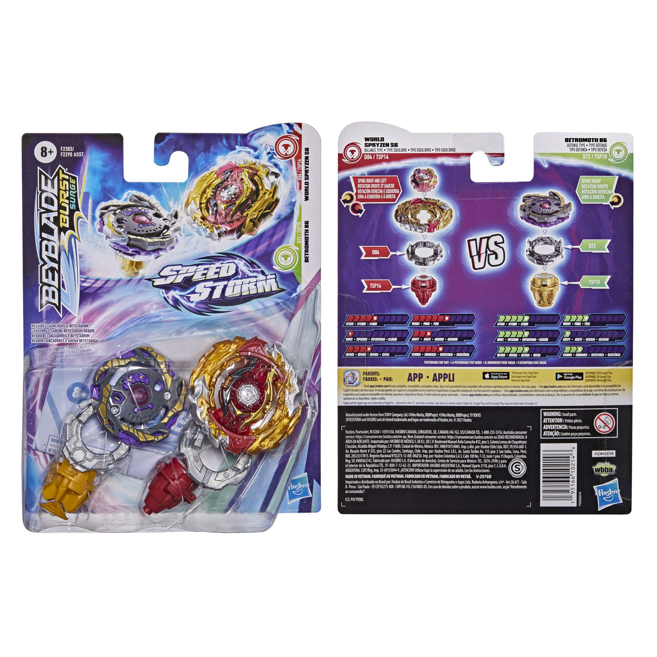 Beyblade Burst Surge Speedstorm World Spryzen S6 and Betromoth B6 Spinning  Top Dual Pack -- Battling Game Top Toy - Beyblade