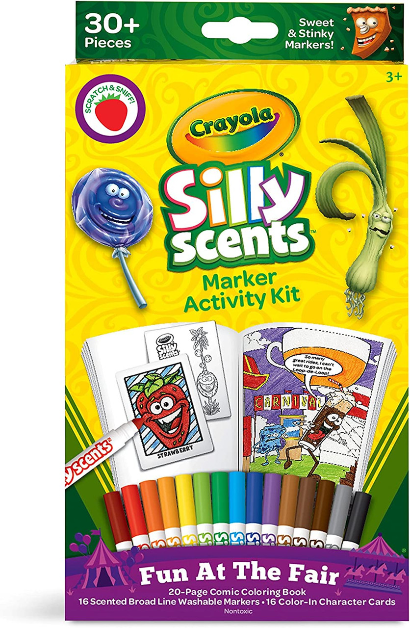 Crayola Silly Scents Coloring Book & Scented Markers, Fair Coloring Pages,  Gift