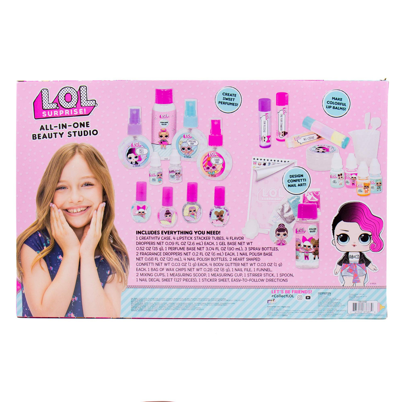 L.O.L. Surprise! All-in-One Beauty Studio by Horizon Group USA, Explore 3  Craft Activities. Create DIY Lip Balms, Nail Art & perfumes. Stickers,