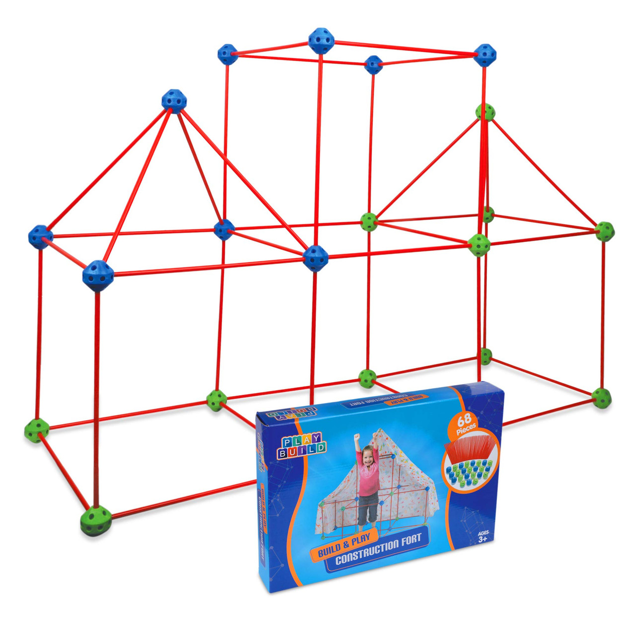 Play Build Fort Building Kit For Kids, 68 Piece Crazy Forts STEM