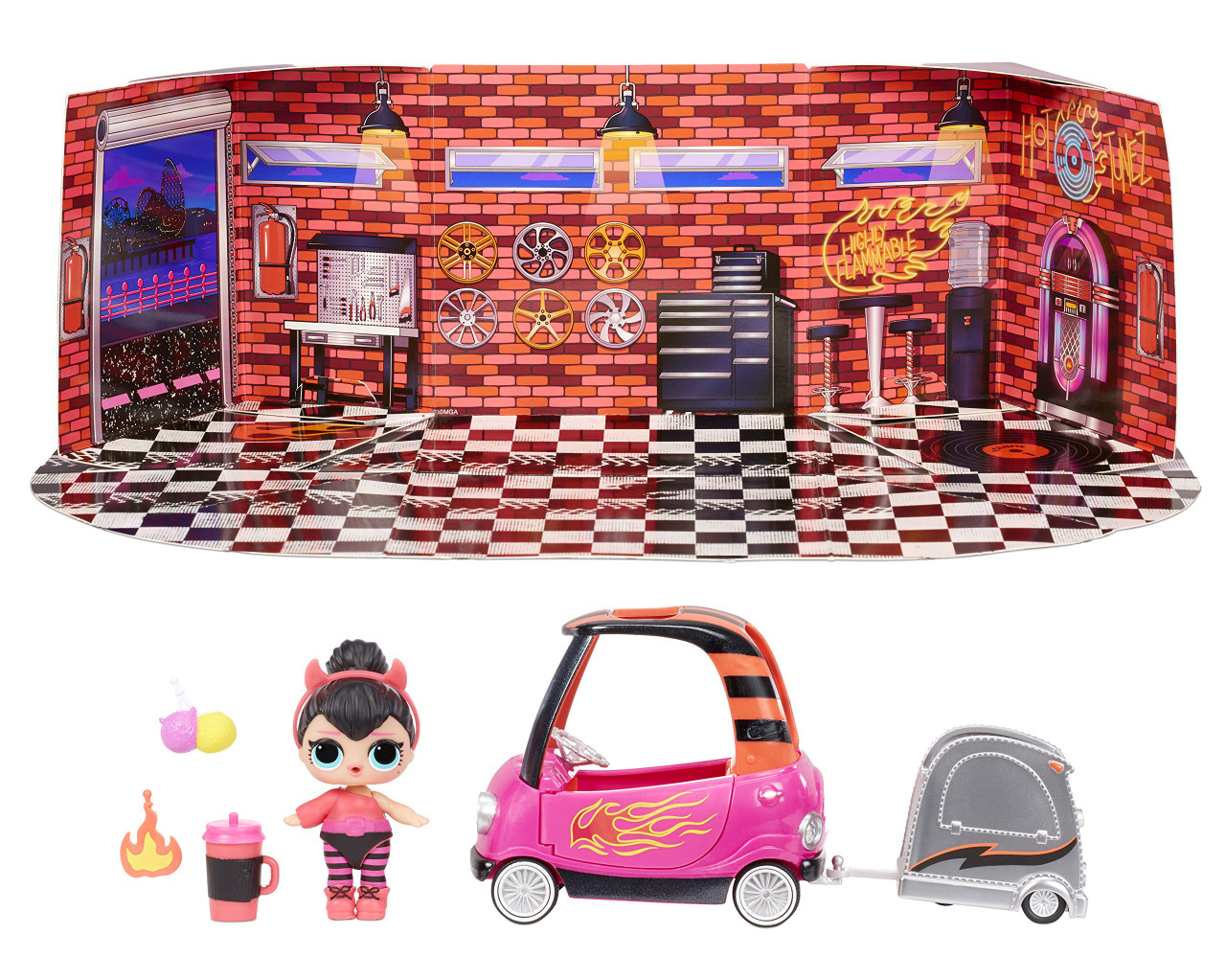 LOL Surprise Furniture B.B. Auto Shop with Spice Doll and 10+ Surprises,  Doll Car Set, Accessories,11.3 Ounces - Toys 4 U