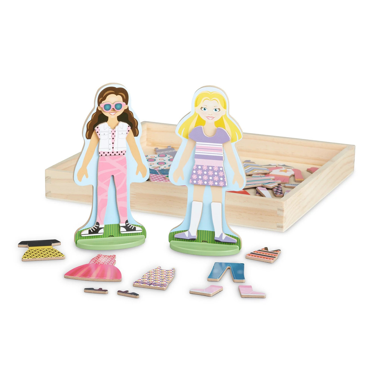 Melissa & Doug Fashion Friends Magnetic Dress-Up Wooden Dolls Pretend Play Set (2 Dolls, 2 Stands, 42 Wooden Magnets) - Toys 4 U Melissa & Doug Fashion Friends Magnetic Dress-Up Wooden Dolls Pretend Play Set (2 Dolls, 2 Stands, 42 Wooden Magnets) - Toys 4 U