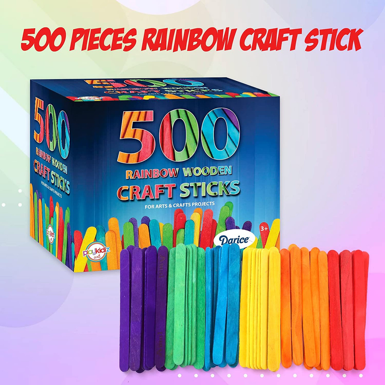 Darice 500 Pcs Colored Popsicle Sticks for Crafts, 4.5 - Toys 4 U