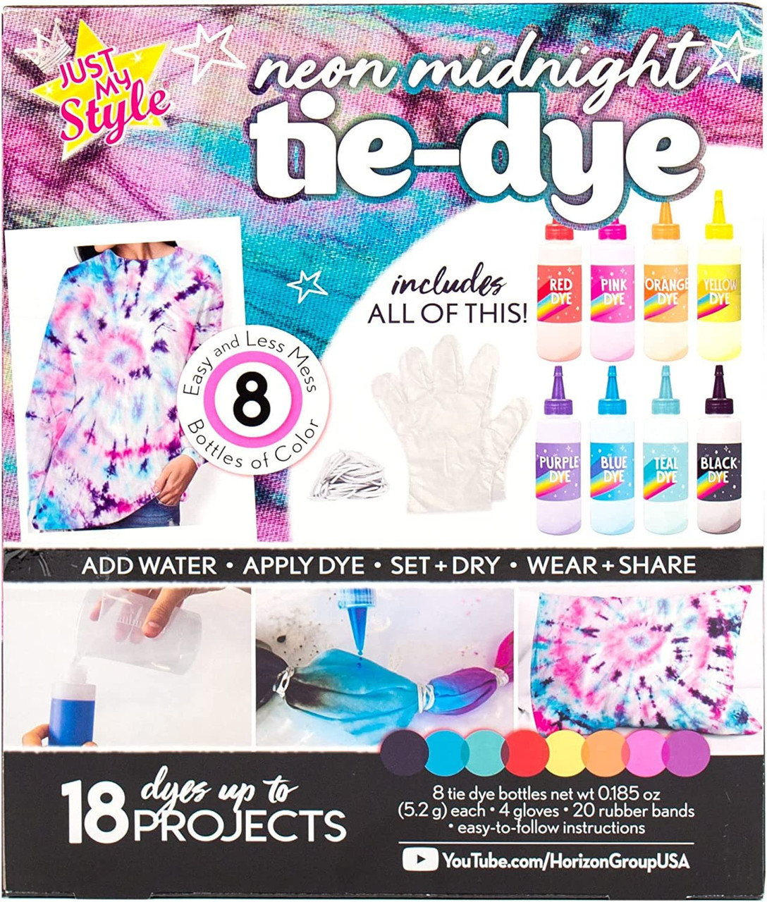 Just My Style Neon Tie-Dye Kit by Horizon Group USA, Create 18