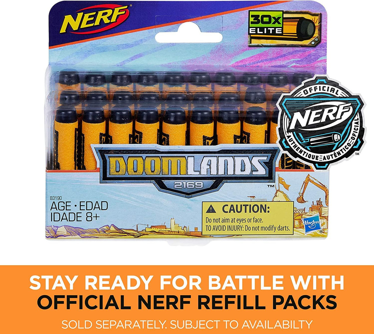 NERF Longarm Doomlands Toy Blaster with Flip-Open Drum and 5