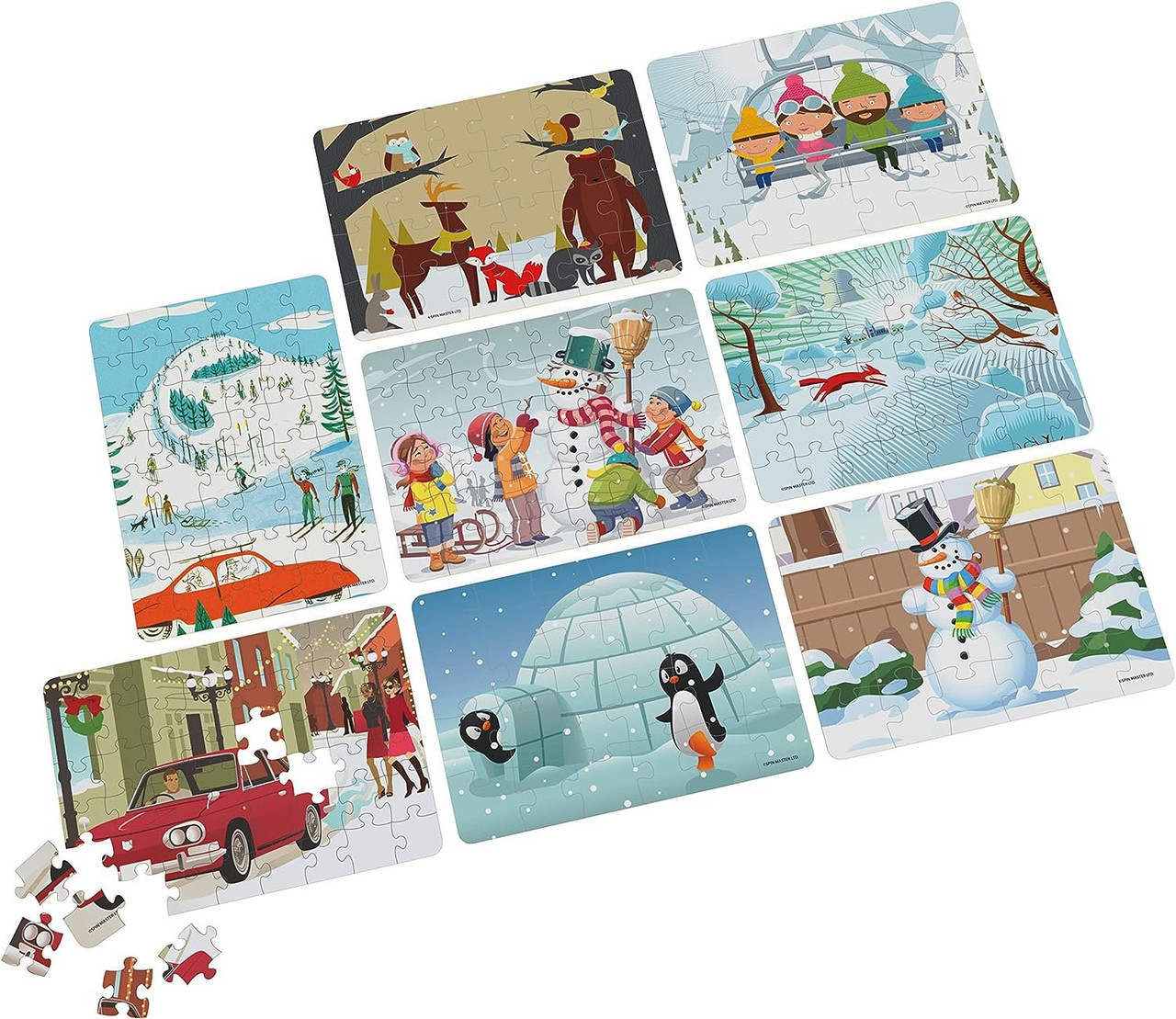 24 Jigsaw Puzzle Bundle, Holiday Winter Snow Illustration