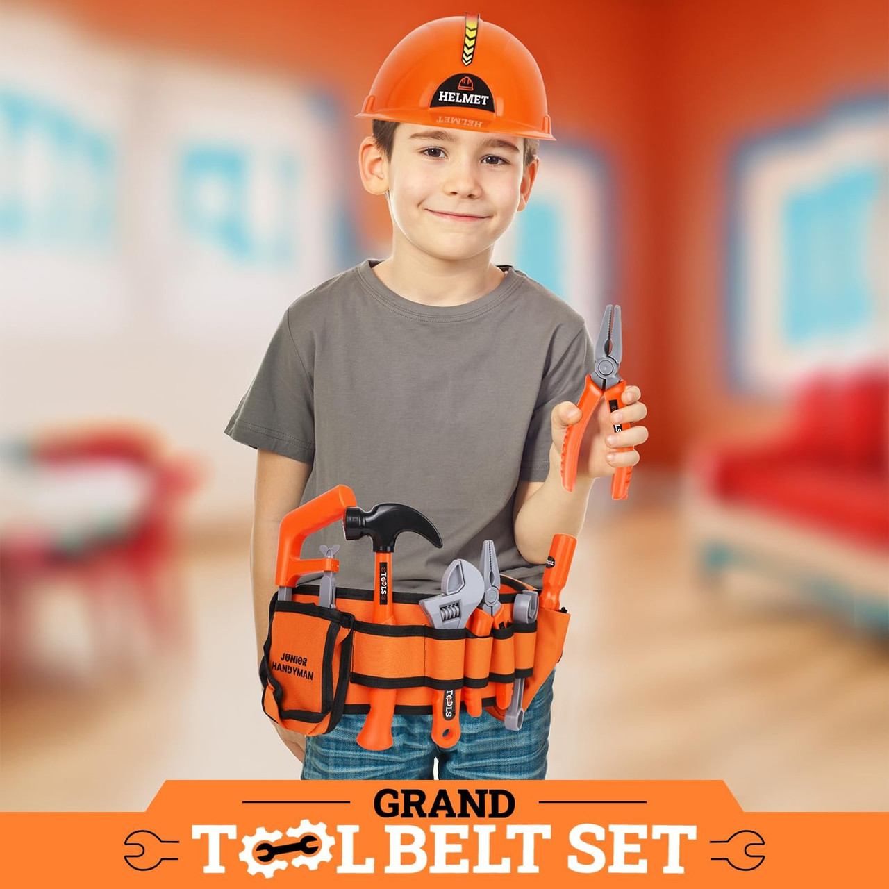 キッズ・ファミリー dentapple Playkidiz Kids Tool Set with Adjustable Kids Tool Belt