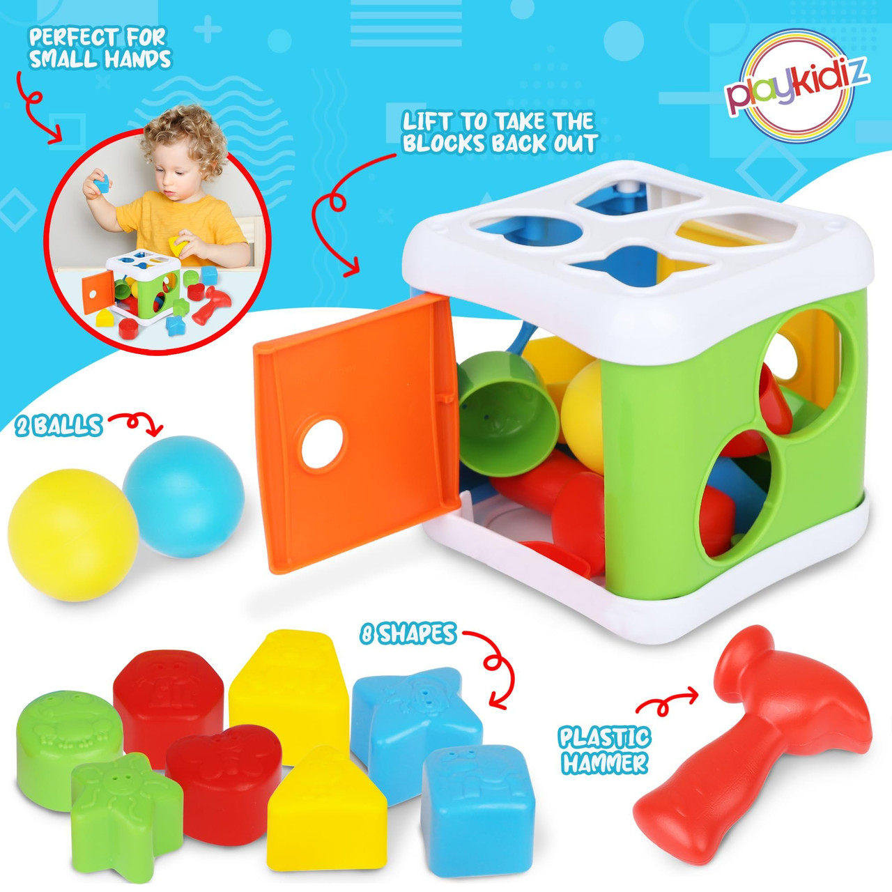 Playkidiz Pound a Ball and Shape Sorter - 2 in 1 Developmental
