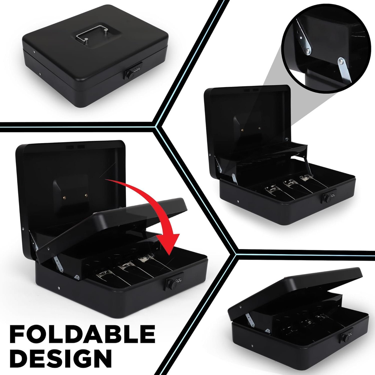 Darice Deluxe Cash Box - Extra Large Money Safe for Cash- Foldable