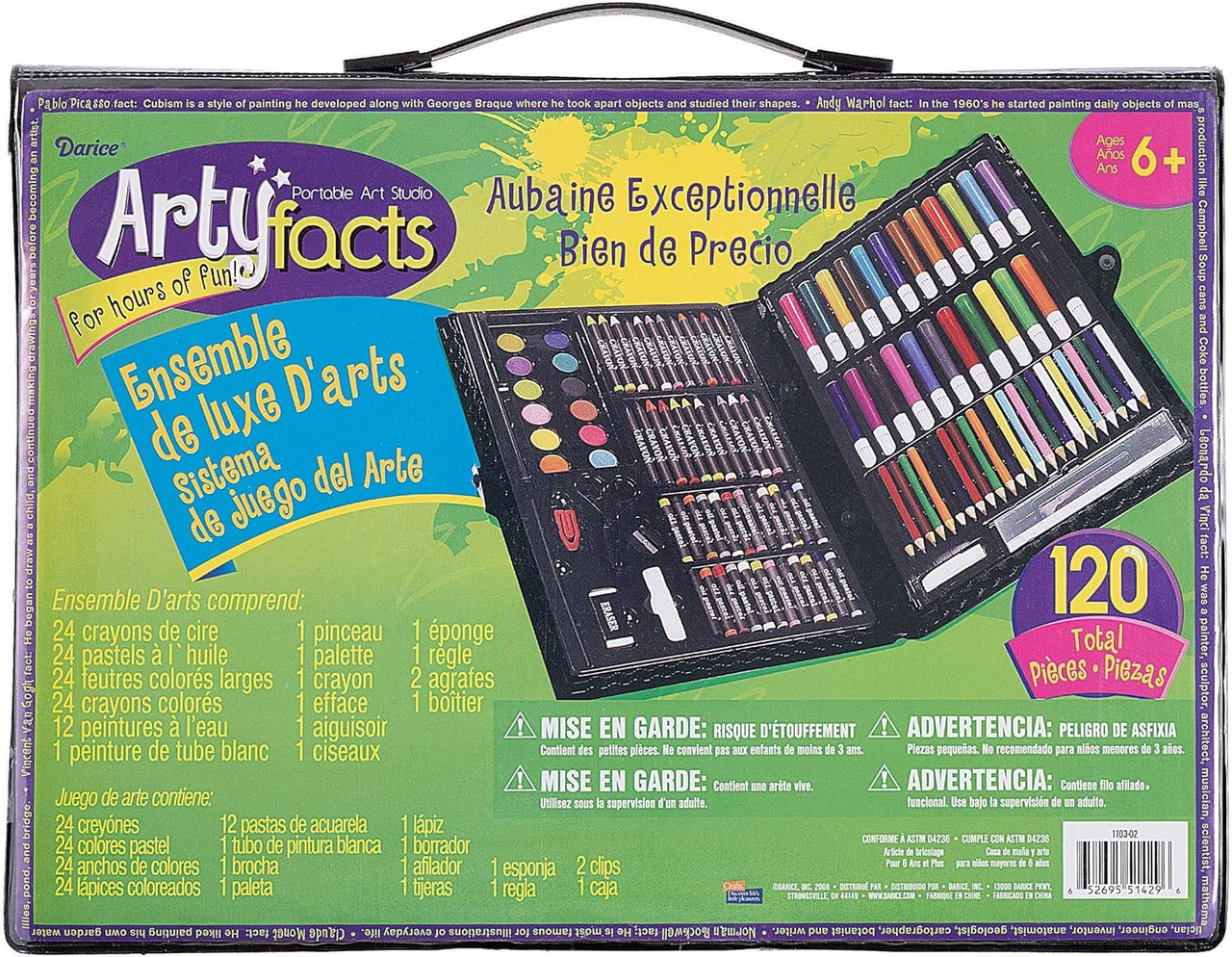 Darice 120-Piece Deluxe Art Set – Art Supplies for Drawing