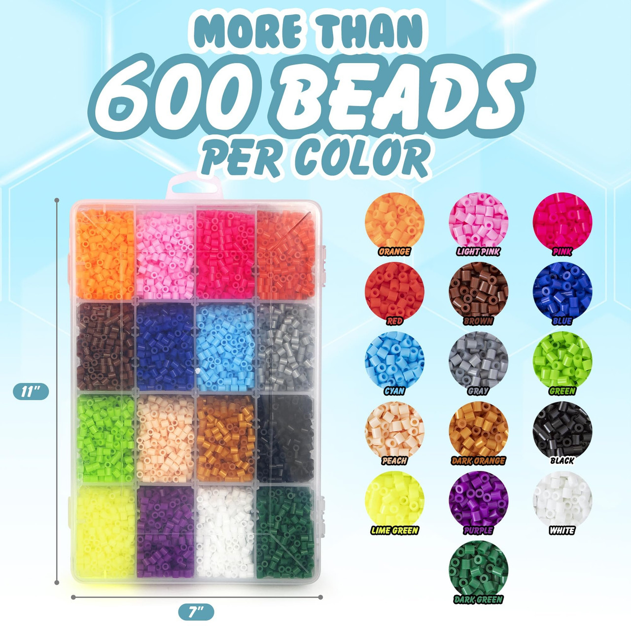 Darice Fuse Beads Kit 10,000 pcs, 5mm Iron Bead 16 Colors with