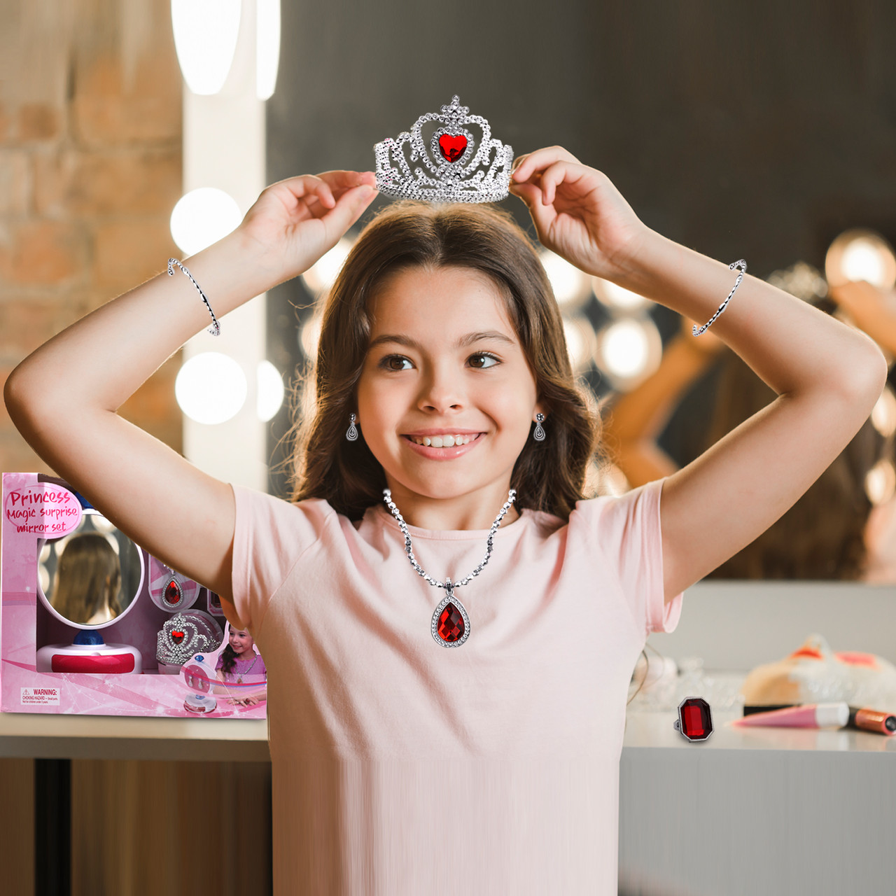 Playkidz Princess Magic Surprise Jewelry and Mirror set! Kids Pretend Play  Magical Mirror