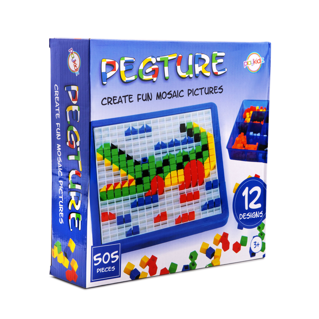 Playkidz: Pegture Set with 505 Larger Pieces + 12 Design Cards 