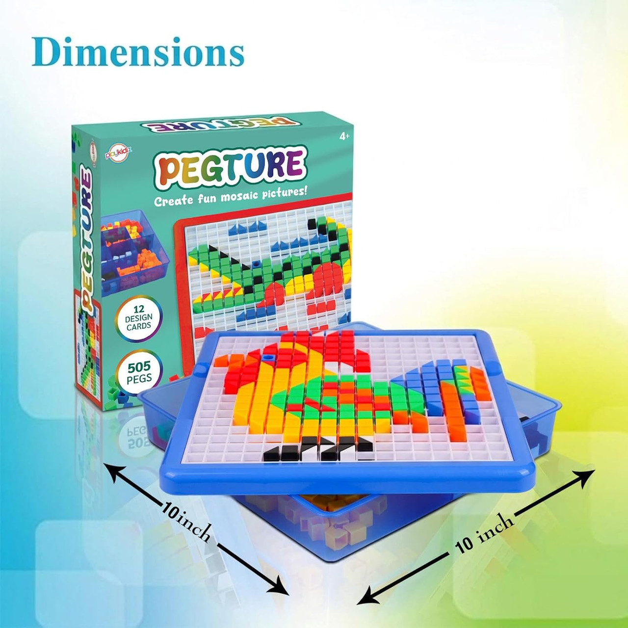 Playkidz: Pegture Set with 505 Larger Pieces + 12 Design Cards