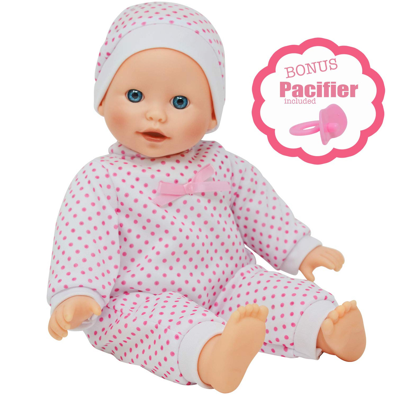 soft baby doll with pacifier