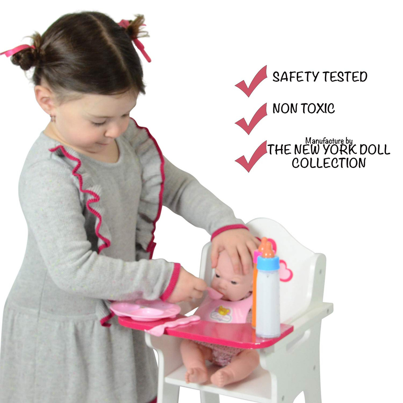  The New York Doll Collection Baby Doll Feeding & Caring  Accessory Set in Zippered Carrying Case - 20 pc Accessories for Dolls :  Toys & Games