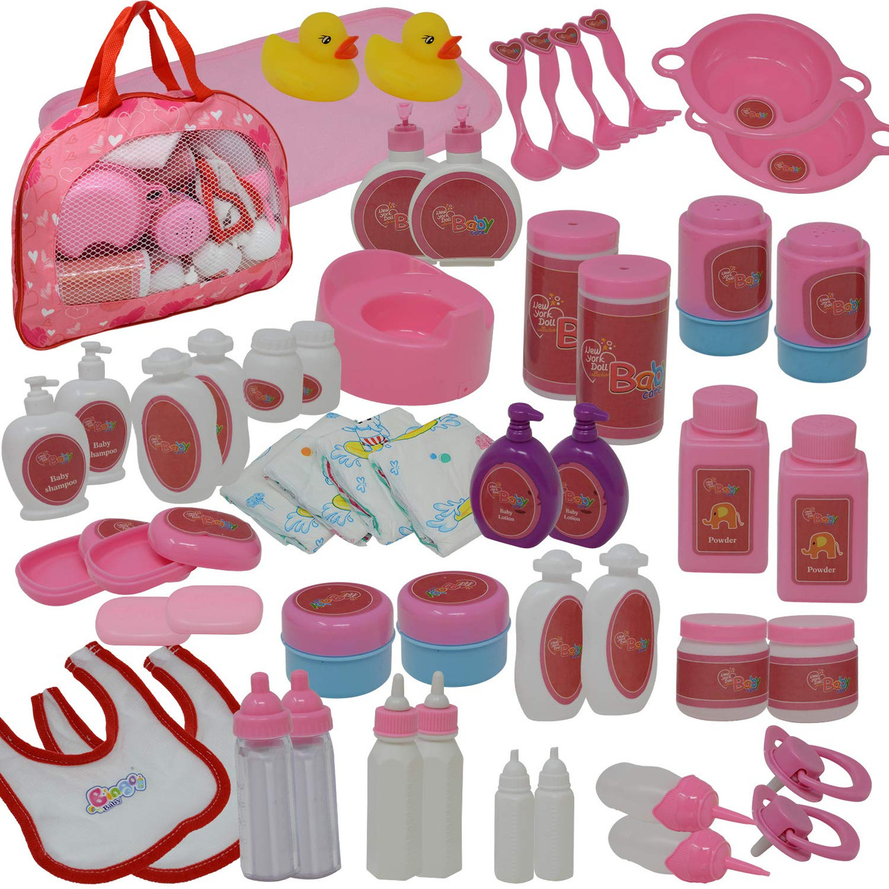 50Piece Baby Doll Feeding & Accessory Set in Zippered Case - Accessories for Dolls - Toys 4