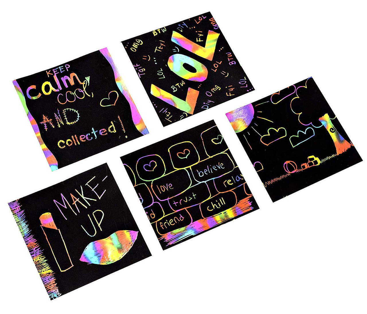 Playkidiz Scratch Paper Art Box, 50 Rainbow Scratch Off Notes 8.25