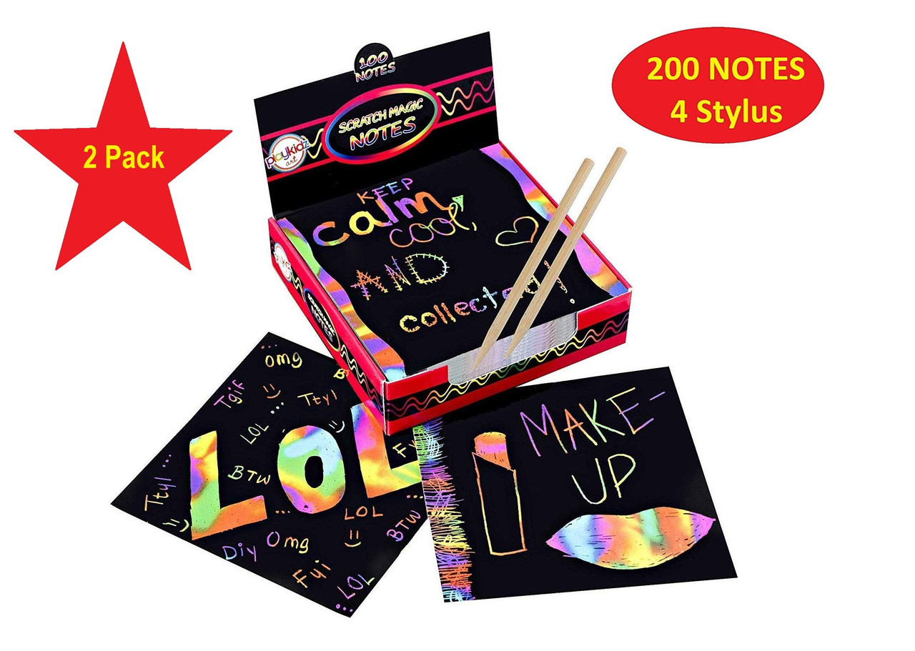 Scratch Paper Art Set, 200 Sheets, Rainbow Magic Scratch Art, Scratch it  Off Paper Crafts, Notes Drawing Boards Sheet with 4 Stylus for Kids, DIY,  Christmas, Birthday, Gift Card - Toys 4 U