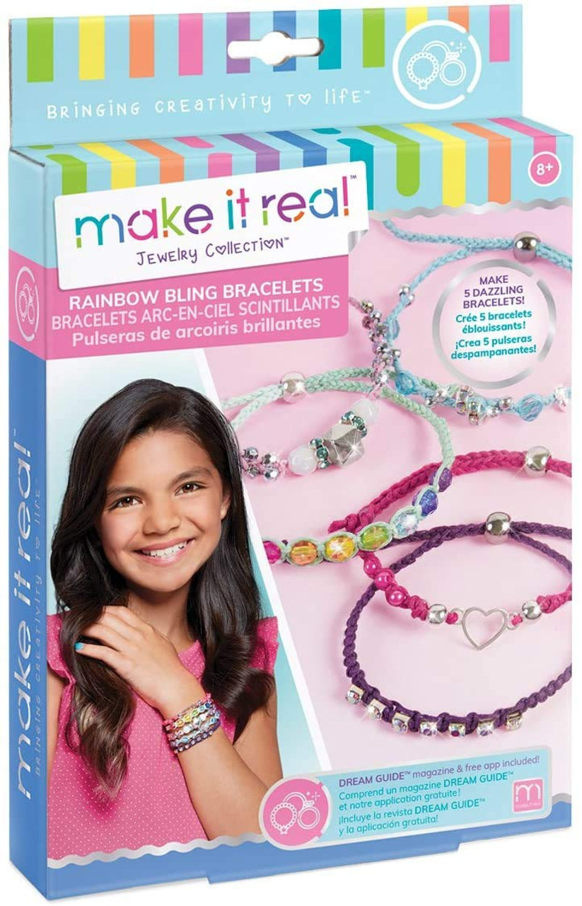 Make It Real Rainbow Bling Bracelets. DIY Bead and Knot Bracelet