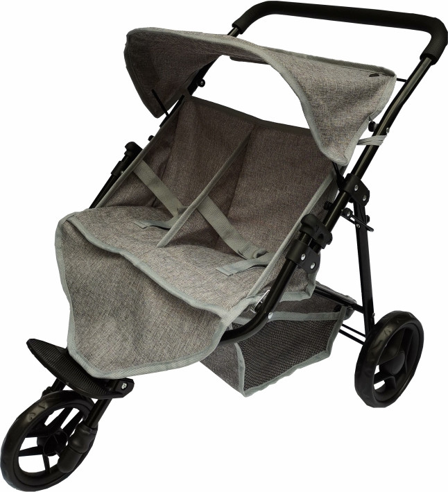 The New York Doll Collection My First Doll Double Stroller with Basket