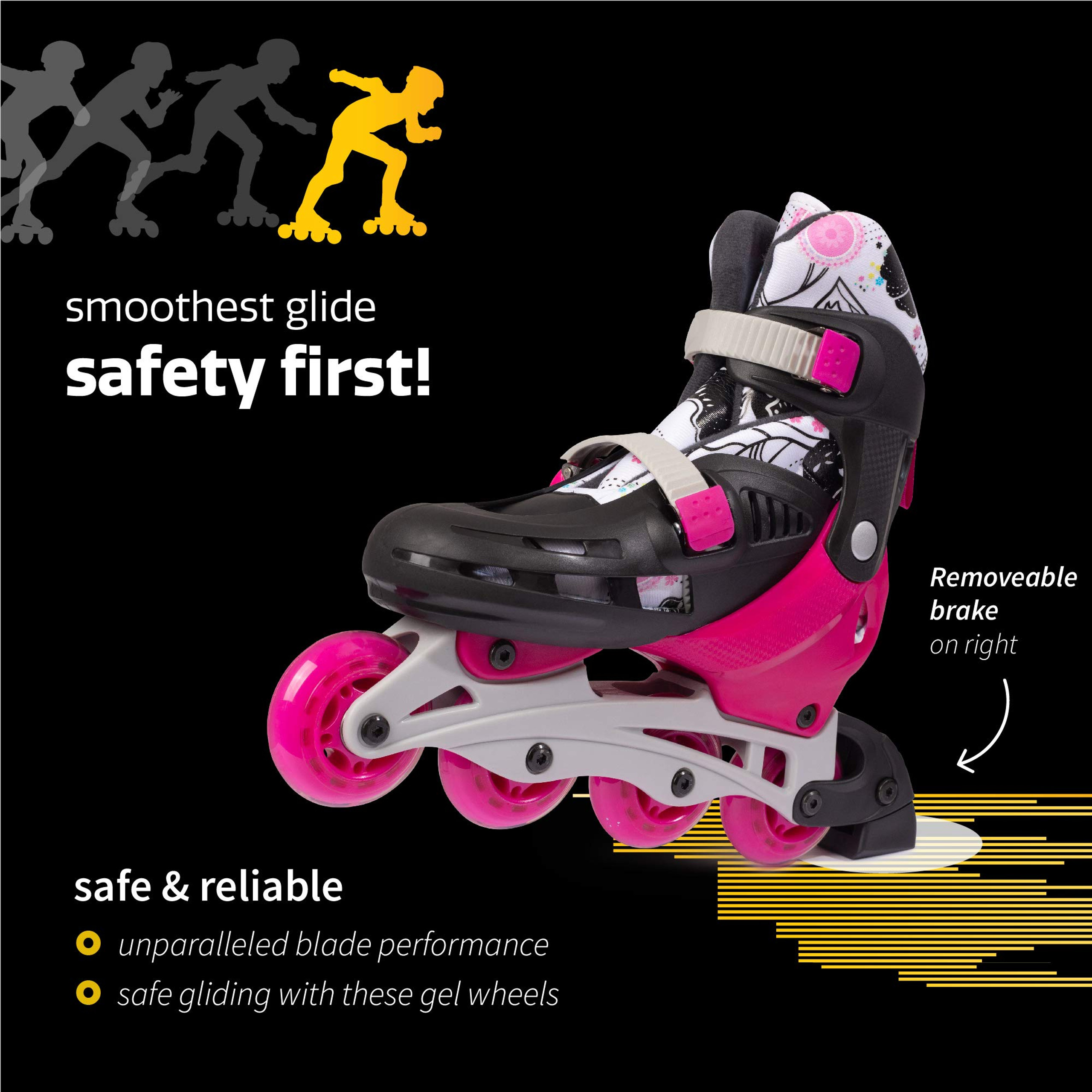 New Bounce Inline Skates for Kids - Adjustable 4 Wheel Blades Roller