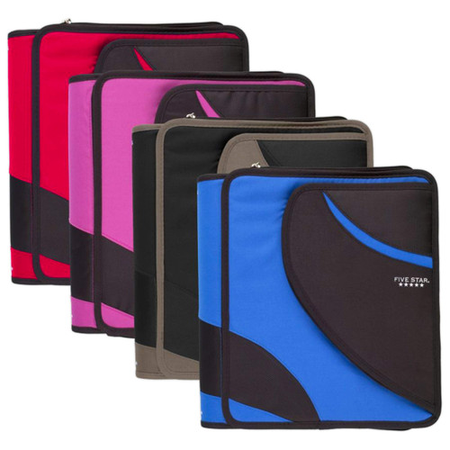 Five Star Zipper Binder, 8 1/2" x 11", 1 1/2" Rings, Assorted Colors