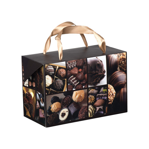 Chocolate Design Gift Bag Box 7"x 3.5"x 4.75" (6 Pack)