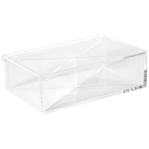 Lucite Plastic Storage Organizer Box - Boxes with Divider Best for Organizing Beauty Products and Accessories 6.3''x3.94''x1.97'' (2 Pack)