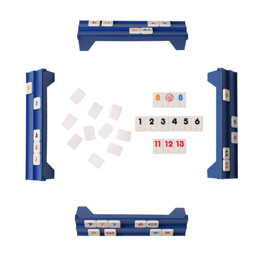 Point Games: Mini Travel Rummy Game Set with 106 Tiles and Four 2 Tier Exclusive Playing Racks in Super Durable Travel Bag