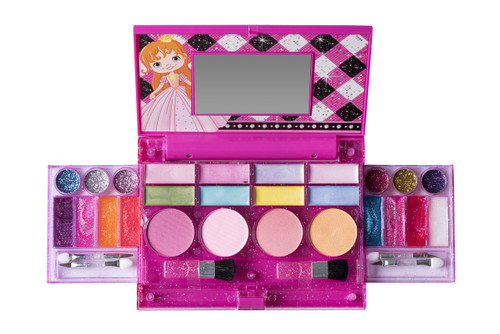 Playkidz: My First Princess Makeup Chest, Girl's All-In-One Deluxe Cosmetic and Real Makeup Palette with Mirror (Washable)