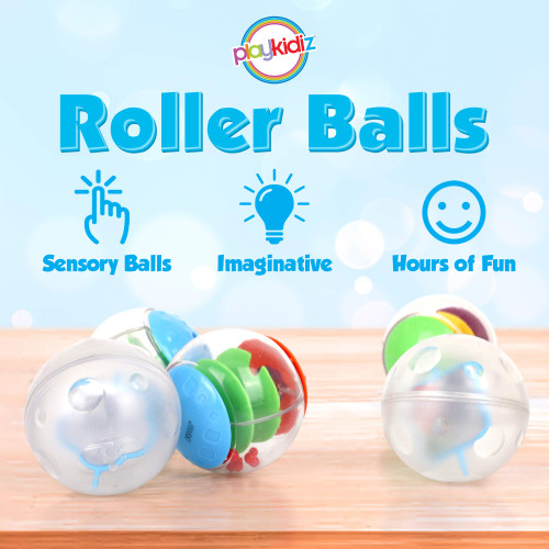 Playkidz Super Durable 5 Pack Rolling and Rattling Sensory Balls, Textured Balls with Visible & Bright Interiors for Babies & Toddlers - Stress Relief Toy for Kids & Sensory Balls for Toddlers